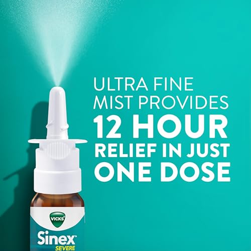 Vicks Sinex SEVERE Nasal Spray - Ultra Fine Mist Sinus Decongestant Twin Pack, 2 x 0.5 FL OZ