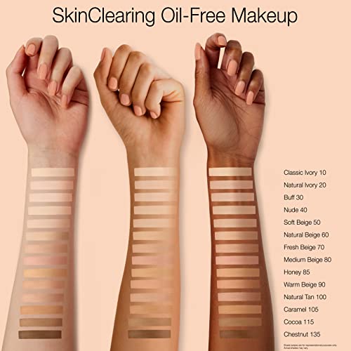 Neutrogena SkinClearing Oil-Free Acne Foundation with Salicylic Acid - Shine Controlling Makeup for Acne-Prone Skin, 20 Natural Ivory, 1 fl. oz