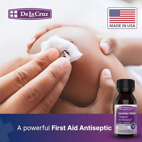 De La Cruz 1% Gentian Violet First Aid Antiseptic Liquid - 1 FL OZ (Pack of 18)