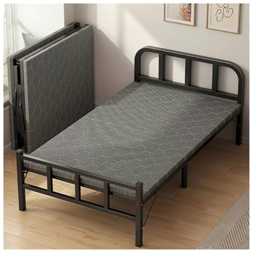 Wemart Twin Size Folding Bed with Mattress - Portable Roll Away Guest Bed (Black)
