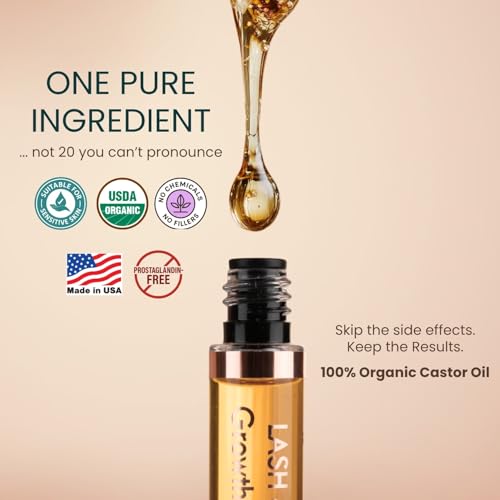 Live Fraiche USDA Organic Castor Oil Lash Serum - Cold Pressed for Thicker Lashes