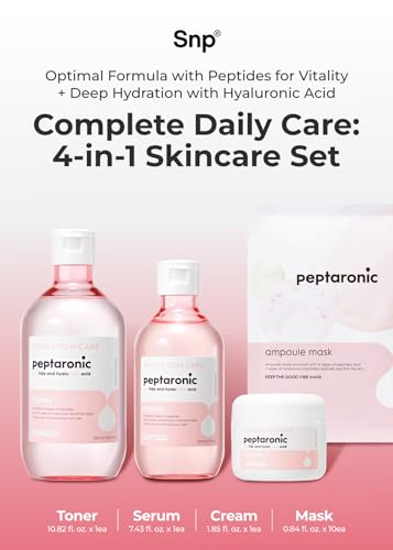 SNP Peptaronic Complete Korean Skincare Set - Toner, Cream, Serum & 10 Sheet Masks