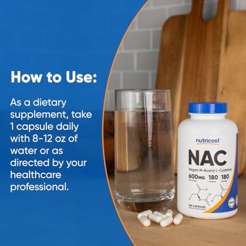 Nutricost NAC 600mg - 180 Capsules | Antioxidant Support for Liver & Lungs