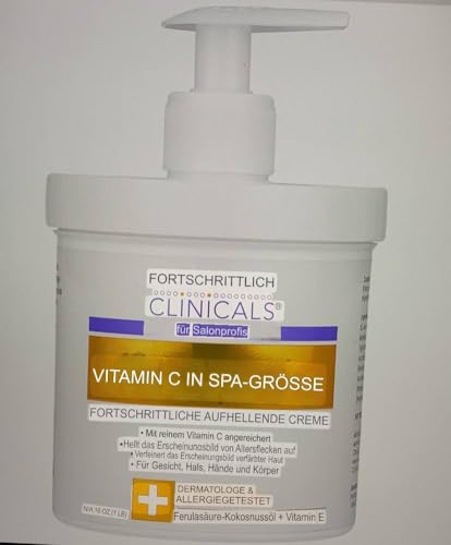 Advanced Clinicals Vitamin C Brightening Cream - Anti-Ageing & Skin Renewal (16 oz)