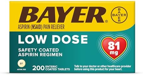 Bayer Aspirin Regimen 81mg - Pain Relief & Fever Reduction (200 Tablets)