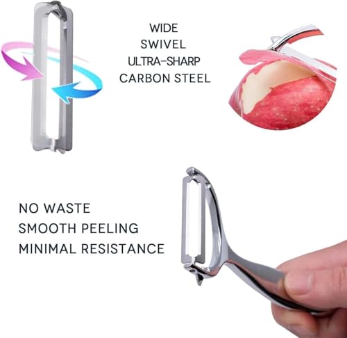CW Rotary Vegetable & Fruit Peeler - Stainless Steel Blade with Anti-Slip Handle