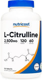 Nutricost L-Citrulline 2500mg - Powerful Muscle Support Supplement, 120 Tablets