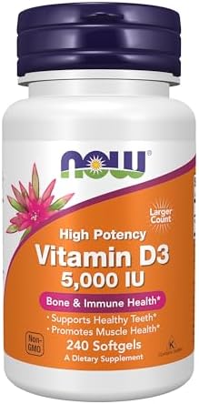 Now Foods Supplements Vitamin D 3 5 000 Iu High Potency Structural Support 240 Softgels