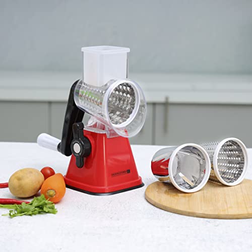 Royalford Rotary Grater & Vegetable Slicer with 3 Stainless Steel Blades - RF10312