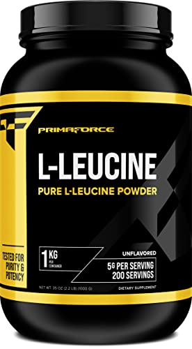 Primaforce L-Leucine Pure Powder 1KG - Non-GMO Gluten-Free BCAA Essential Amino Acid 200 Servings