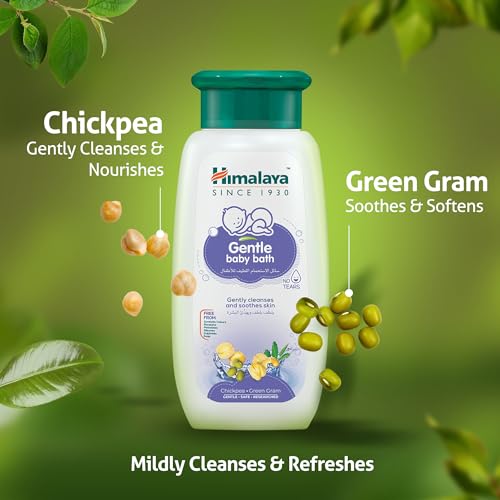 Himalaya No Tears Gentle Baby Bath - 800ml, Alcohol & Paraben Free, Soothes with Chickpea & Green Gram