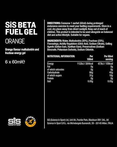 Science in Sport Beta Fuel Energy Gel - Orange (6 x 60ml)