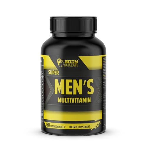Body Builder Super Men's Multivitamin - Energy, Stamina & Immune Support - Gluten-Free, Soy-Free, Non-GMO – 60 Capsules