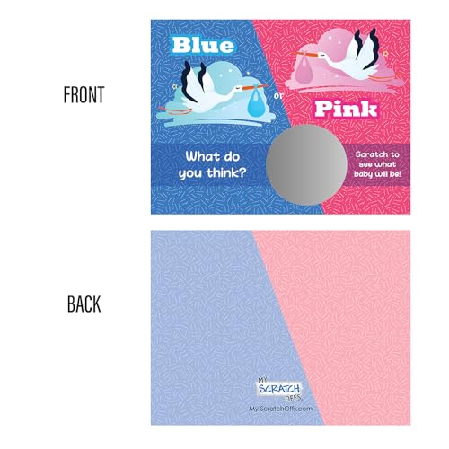 25 Pack Gender Reveal Scratch Off Cards - "It's a Boy/Girl Stork" Lottery Tickets