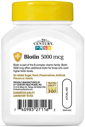 21st Century Super Potency Biotin - 5000 mcg, 110 Capsules