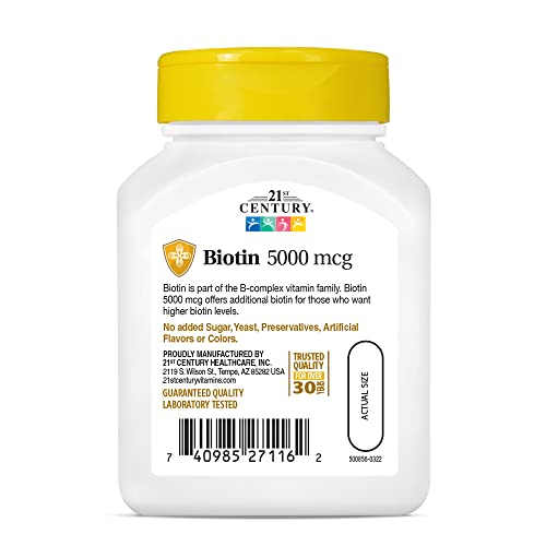21st Century Super Potency Biotin - 5000 mcg, 110 Capsules