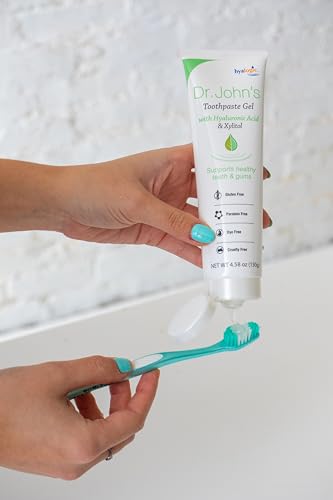 Hyalogic Dr. John’s Natural Toothpaste Gel (2-Pack) with Hyaluronic Acid & Xylitol - Gentle Whitening, Fresh Mint, Vegan (4.58 oz / 130g)