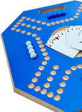 Funz Jackaroo Wooden Board Game for 4 Players with Glass Marbles and Cards, 39x39 cm, Blue