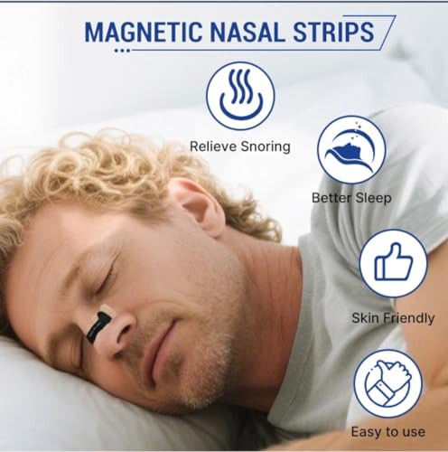 Breathing Nasal Strips – Magnetic Snore Relief for Better Sleep, 30-Day Supply