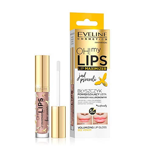 Eveline Cosmetics Oh! My Lips Lip Gloss - Hyaluronic Acid & Bee Poison for Fuller Lips, Lip Plumper, Silky Shine, 4.5ml