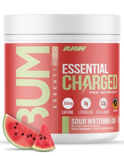 RAW Essential CHARGED Pre-Workout Powder - Sour Watermelon (25 Servings)