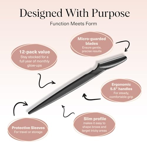 Kitsch Pro Dermaplaning Tool Set - 12 Pack Facial Hair Removal Razors for Women
