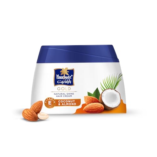 Parachute Gold Natural Shine Hair Cream with Almond & Coconut – 140ml Non-Sticky Moisturizer
