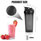 Protein Shaker Bottle 2-Pack | 600ml Leak-Proof Mixing Bottle (Black & White)