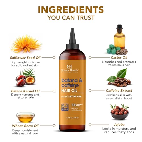 Botanic Hearth Batana & Caffeine Hair Oil - 6.7 fl oz for Fuller, Healthier Hair