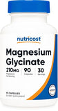 Nutricost Magnesium Glycinate Capsules - 90 Count, 210mg Per Serving - Gentle Absorption Magnesium Supplement