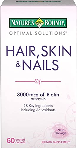 Nature's Bounty Hair, Skin and Nails Caplets - 60 Count - Supports Healthy Hair, Glowing Skin & Strong Nails