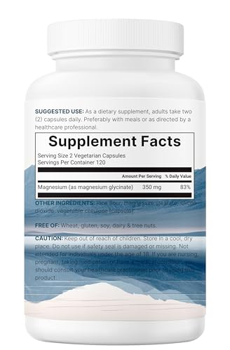 Micro Ingredients Chelated Magnesium Glycinate 350mg (240 Veggie Capsules)