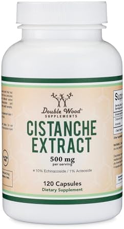 Cistanche Tubulosa Extract 500mg Per Serving (120 Capsules) Cistanche Testosterone Supplement for Men (Standardized to Contain Echinacosides and Acteosides) by Double Wood