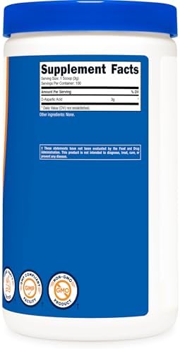 Nutricost D-Aspartic Acid (DAA) Powder 300G - Pure D Aspartic Acid