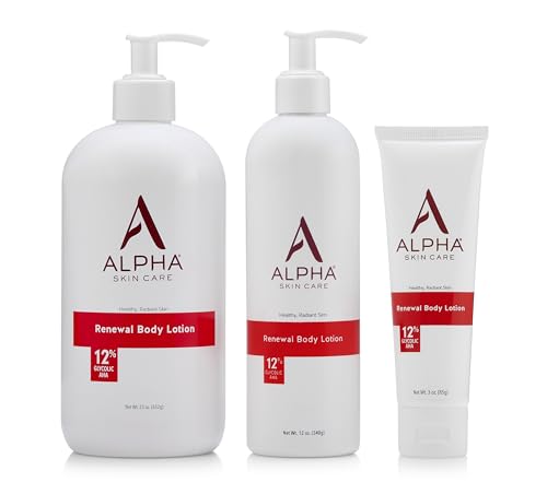 Alpha Skin Care 12% Glycolic AHA Body Lotion | Daily Exfoliating & Moisturizer for Smooth, Anti-Aging Skin