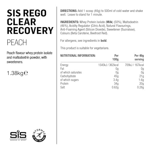 Science in Sport SiS REGO Rapid Recovery Powder - Clear Peach (1.38kg)