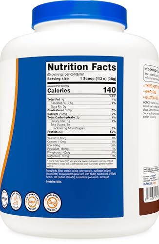 Nutricost Whey Protein Isolate Powder - Milk Chocolate Flavor, 5LBS