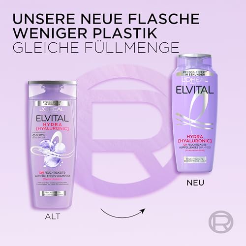 L'Oréal Paris Elvital Hydra Hyaluronic Moisturising XXXL Hyaluronic Shampoo for Shiny Hair, 1000 ml