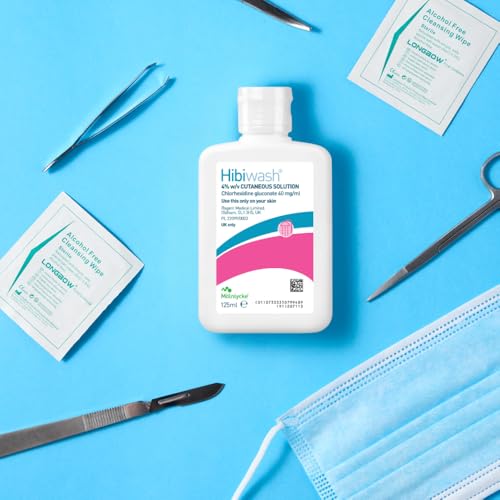 Hibiwash 125ml Antimicrobial Body Wash – Pre- & Post-Operative Cleanser with JJH Medical 5-Day Protocol Guide