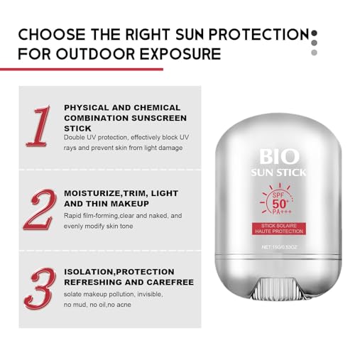 UV Sunscreen Stick SPF 50 Plus, Sunblock Stick for Skin, Sun Defense, Tanning Protection, Lightweight, 15g