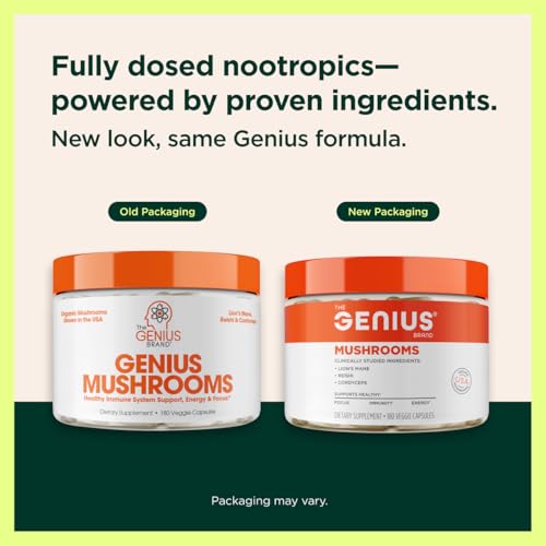 Genius Mushroom Nootropic Brain Supplement - Cordyceps & Reishi for Focus, Energy & Memory