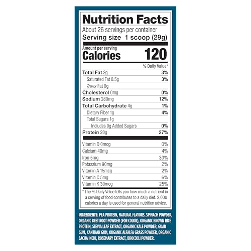 Vega Protein & Greens Berry Vegan Protein Powder - 20g Plant-Based Protein with Veggies, 26 Servings, 1.7lb