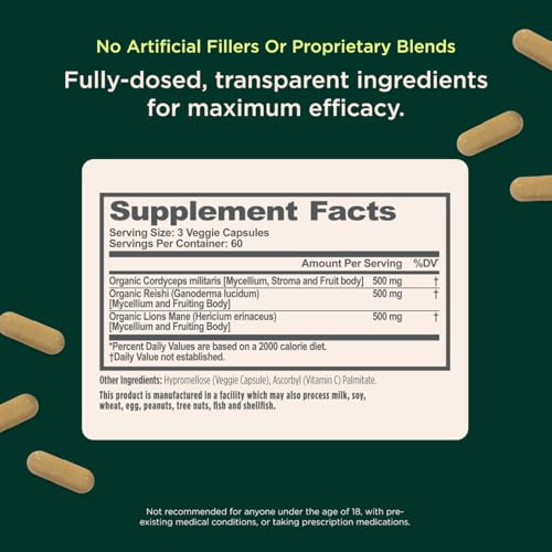 Genius Mushroom Nootropic Brain Supplement - Cordyceps & Reishi for Focus, Energy & Memory
