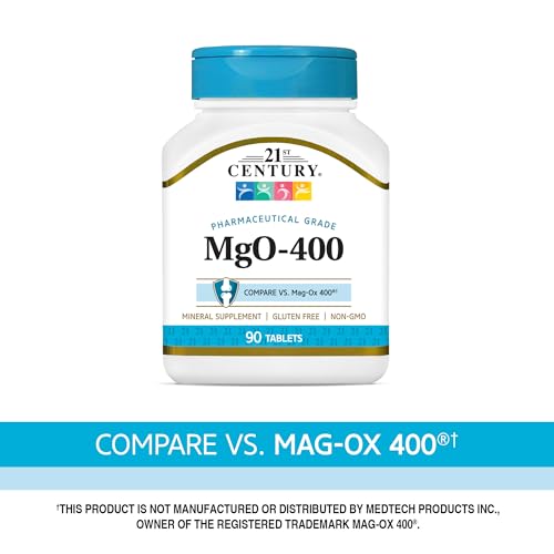 21st Century MgO 400 mg - 90 Tablets | Magnesium Oxide Supplement