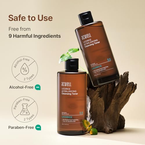 ACWELL Licorice pH Balancing Korean Toner - Alcohol-Free Hydrating Facial Astringent - 10.14 fl.oz.