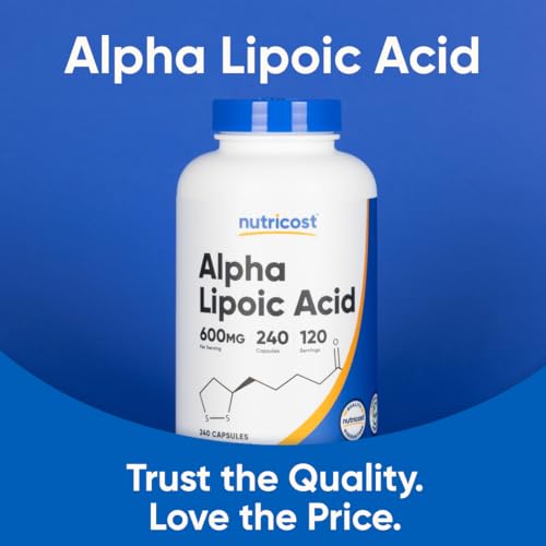 Alpha Lipoic Acid 600mg Capsules - 240 Count, Gluten-Free, Vegan, Soy-Free & Non-GMO Dietary Supplement