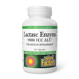 Natural Factors Lactase Enzyme 9000 FCC ALU 60 Capsules - Dairy Digestive Support for Lactose Intolerance