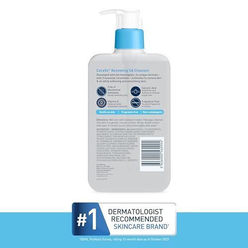 CeraVe SA Cleanser | Salicylic Acid BHA Exfoliant for Face | 16 Ounce