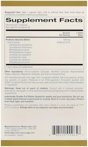 LactoBif® 30 Probiotics - 30 Billion CFU Veggie Capsules (60 Count)