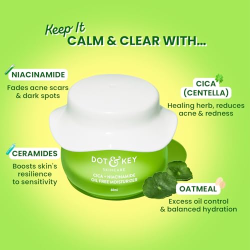 Dot & Key Niacinamide Cica Oil-Free Face Moisturizer for Acne-Prone Skin - 60ml